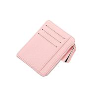 WUYXTO Cartera for Mujer Tarjetero for Tarjetas de crédito empresarial Estuche for Tarjetas bancarias Delgado de Cuero Organizador Cartera con Cremallera Unisex para Monedas(Pink)