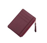 WUYXTO Cartera for Mujer Tarjetero for Tarjetas de crédito empresarial Estuche for Tarjetas bancarias Delgado de Cuero Organizador Cartera con Cremallera Unisex para Monedas(Brown)