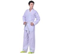 WUYXTO Kimono Jiu Jitsu Trajes de Judo, Uniforme de Karate Gi, Cinturilla elástica for Entrenamiento Deportivo, Gimnasio con cinturón Blanco para Hombres(150cm)