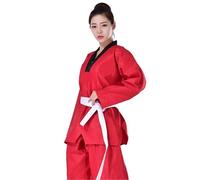 WUYXTO Kimono Jiu Jitsu Trajes de Judo, Uniforme de Taekwondo, Traje de Entrenador Unisex, cinturón for Hombres, Karate, Judo, Dobok, Ropa de Mujer de Manga Larga para Hombres(Red,120cm)