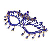 WUYXTO Máscara 2 uds máscara for baile de máscaras tocado joyería for fiesta y boda borla de diamantes de imitación máscara facial accesorios de vestido de banquete(Blue)