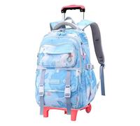 WUYXTO Mochila Escolar con Ruedas, Mochila for niñas, for Estudiantes, Maleta for Viaje para Viajar(2 Wheels Sky Blue)