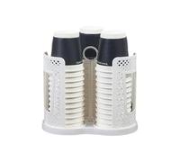 WUYXTO Portavasos de papel, organizador giratorio plástico for encimeras, estaciones café, dispensador vasos con 3 compartimentos Para Cafetería(White)