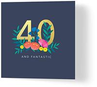 Wuzci Tarjeta de Felicitación Cumpleaños 40º, Tarjetas de Cumpleaños, Multicolor, 150 x 150 mm
