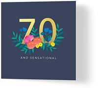 Wuzci Tarjetas de Felicitación de 70º Cumpleaños, Diseño Floral, Multicolor, 150 x 150 mm