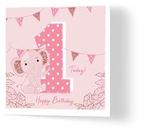 Wuzci Tarjetas de Felicitación de Primer Cumpleaños, Multicolor, 150 x 150 mm