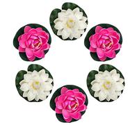 Wuzdy 6 PCS Nenufares Flotantes Artificiales 10cm Flores de Loto Artificiales Flores Flotantes Flores Flotantes Piscina Artificiales Flores Flotantes para Agua Jardín Estanque Decoratiosp