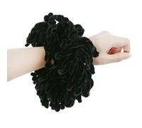 wuzhou 1 Pieza Mujeres Musulmanas Esponjoso Terciopelo Hijab Scrunchies Color sólido Liso Gran Anillo de Pelo Lazo moño Clip Banda de Goma Flexible Tocado Negro