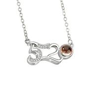 WUZIA Collar con dije de letra bohemia con dije de idiomas I Love You, collar con colgante de proyección para mujer, Zinc