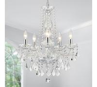 WUZUPS Crystal 5-Light Candle Chandelier Colgante Flushmount Luz de techo Instalación de iluminación moderna para dormitorio Pasillo Bar Cocina Baño, H 63.5cm x W 50.8cm, Chrome, Base E14