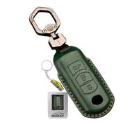 WUZUTU 3 botones hecha a mano de cuero funda para llave compatible con Mazda 2 3 6 Axela Atenza CX-5 CX5 CX-7 CX-9 2014 2015 2016 2017 2018 llavero funda protectora verde