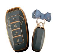 WUZUTU - Carcasa de control remoto inteligente sin llave compatible con BYD Han Ev Tang Dm Qin Plus Song Pro Max Yuan Generation Atto3 Hebilla E-Seed GT TPU con llavero, color gris