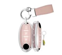 WUZUTU Carcasa de TPU para llave compatible con Nissan Micra K13 X-Trail T32 Qashqai J11 Note 350Z 370Z Juke Leaf Cube Niñas Bling Llavero Carcasa Llavero A Rosa