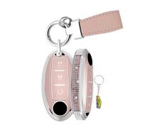 WUZUTU Carcasa de TPU para llave compatible con Nissan Micra K13 X-Trail T32 Qashqai J11 Note 350Z 370Z Juke Leaf Cube Niña Bling Llavero Carcasa Llavero B-Rosa