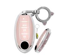 WUZUTU Carcasa de TPU para llave de coche Keyless Go compatible con Nissan 350Z Leaf Qashqai J11 Juke 2023 X-Trail Micra K13 Cube Qashqai con bordes de diamante B Rosa-1