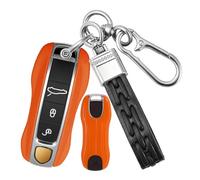 WUZUTU Carcasa rígida para llave de coche ABS compatible con Porsche Cayenne Panamera 911 Taycan 2020 2021 2022 2023 2024 funda protectora para llaves accesorios funda para llaves B-naranja