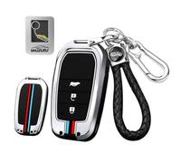 WUZUTU Estuche de llave de metal adecuado para Suzuki Swace 2023 2024 2025 | Funda Protectora de Llave para Toyota BZ4X 2025 RAV4 Land Cruiser 200 Yaris GR Sport 2025, Silicona Suave, 3 Botones Plateado
