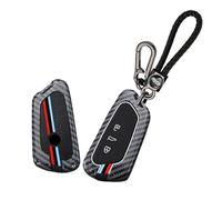 WUZUTU - Funda de metal de fibra de carbono para llavero de coche compatible con Volkswagen Golf 8 GTI MK2 ID.3 ID.4 ID.6 Seat Leon MK4 Tarraco Ateca Skoda Octavia Glow in the Dark Silicone Key Holder