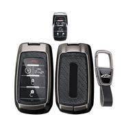 WUZUTU Funda de metal duradera para llave de coche compatible con Dodge Ram 1500 Limited 2500 3500 4500 5500 2020 2021 2022 2023 2024 2025 2026 funda para llavero de cuero de fibra de carbono con 4