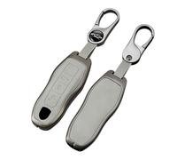 WUZUTU Funda de metal duro para llave de coche, compatible con Porsche Macan Cayenne 911 918 958 996 997 Boxster Cayman Panamera estilo antiguo, protección completa, 3 botones, gris B