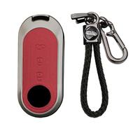 WUZUTU Funda de metal para llave compatible con Fiat 500 Bravo Ducato Doblo Delta Fiorino para Lancia Musa para Citroen Jumper llavero con llavero llavero llavero bolsa para llaves de coche B-rojo