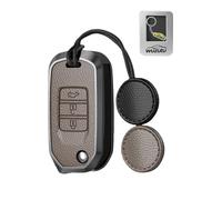 WUZUTU Funda de metal para llave de piel, accesorio compatible con Honda Jazz Cross Accord Insight Civic City Odyssey 2015 2016 funda protectora plegable caja llave carcasa protección 3 botones gris