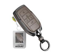 WUZUTU Funda de piel para llave compatible con Toyota BZ4X RAV4 PHEV Hilux 2025 CHR Corolla Aygo X Prius para Mazda 2 Hybrid resistente a los arañazos impermeable llavero C-gris oscuro