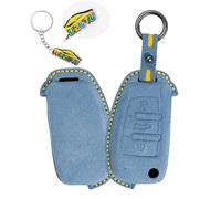 WUZUTU Funda de piel para llave de coche compatible con Audi A3 A4 A6 A8 Quattro S4 S6 RS3 RS4 RS6 R8 TT TTS Seat cosida a mano suave protección completa carcasa azul