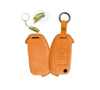 WUZUTU Funda de piel para llave de coche compatible con Audi A3 A4 A6 A8 Quattro S4 S6 RS3 RS4 RS6 R8 TT TTS Seat cosida a mano suave protección completa carcasa naranja