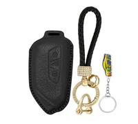 WUZUTU Funda de piel para llave de coche compatible con Ford Explorer EV Tourneo Connect EcoBoost Titanium 2024 2025 para Cupra Born Terramar Funda de llave Protección Carcasa de llave A-Negro