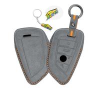WUZUTU Funda de piel para llave de coche con llavero compatible con BMW I4 M50 X1 X3 X5 X6 530 425i 430i M240i 2022 2023 estuche para llaves carcasa para llaves accesorios para coche A-gris oscuro