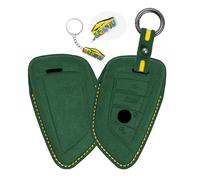 WUZUTU Funda de piel para llave de coche con llavero compatible con BMW I4 M50 X1 X3 X5 X6 530 425i 430i M240i 2022 2023 Estuche para llaves Carcasa para llaves Accesorios para coche A-verde oscuro