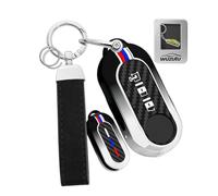 WUZUTU Funda de silicona de fibra de carbono para llave de coche compatible con Fiat 500 500C 500L 500X Doblo Ducato Delta Fiorino Punto Palio Qubo Scudo Sedici 2017 llavero de metal bolsa de repuesto