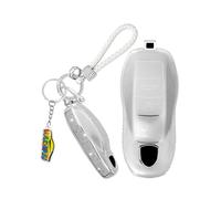 WUZUTU Funda de TPU para llave de coche compatible con Porsche Carrera 991 911 Macan Cayman 982 981 718 Boxster Panamera Funda para llave de coche sin llave Go 3 botones plata 2