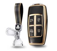 WUZUTU Funda de TPU para mando a distancia de coche compatible con Genesis G70 G80 G90 GV70 GV80 GV90 2021 2022 2023 2024, accesorios de moda para coche, llavero con 4 botones, B2, negro
