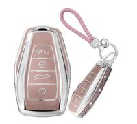 WUZUTU Funda duradera para llave de coche compatible con Geely Geometry C 2024 Monjar X6 GX7 EX7 NL3 Okavango Tugella Starray Coolray Emgrand GT Diamond Edge TPU Key Shell 4 botones C rosa