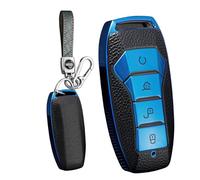 WUZUTU Funda inteligente de TPU para llave de coche compatible con BYD Han Ev Tang Dm Qin Plus Song Pro Max Yuan Generation Atto3 Hebilla E-Seed GT protección completa llavero - A azul