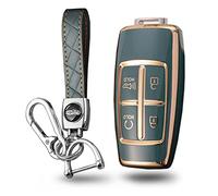 WUZUTU Funda inteligente para llave de coche con control remoto sin llave compatible con Genesis G70 G80 G90 GV70 GV80 GV90 2021 2022 2023 2024 TPU suave protección completa llavero 4 botones A1 gris