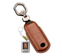 WUZUTU Funda para llave compatible con Mazda CX-3 CX3 CX-5 CX5 CX7 CX-9 CX8 2 3 5 6 Flair Scrum Key Fob Funda de piel a prueba de polvo llavero accesorios 2 botones color café