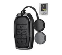 WUZUTU Funda para llave compatible con Toyota GR Supra Hilux 2025 Corolla Cross Aygo X Yaris 4 para Mazda 2 Hybrid Metal + Cuero Funda 5 Botones Negro