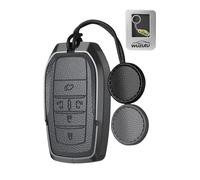WUZUTU Funda para llave compatible con Toyota GR Supra Hilux 2025 Corolla Cross Aygo X Yaris 4 para Mazda 2 Hybrid Metal + Cuero Carcasa 5 Botones Gris Oscuro