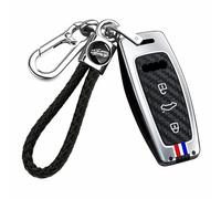 WUZUTU Funda para llave de coche compatible con Audi A6 A7 A8 E-Tron S6 RS6 S7 RS7 Q7 SQ7 Q8 SQ8 A6L A8L S3 C8 TFSI Cubierta de aleación de zinc suave soporte de protección completa - A4 plateado