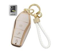 WUZUTU Funda para llave de coche compatible con BYD Shark 6 Seal Atto 3 Dolphin Surf Song Plus EV Han Tang Phnom Penh Caja de Llave Mando a Distancia Llavero Llavero Accesorios Blanco