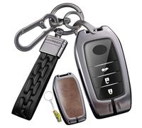 WUZUTU Funda para llave de coche compatible con Toyota CHR Corolla Cross Aygo X Yaris GR Sport 2025 para Mazda 2 Hybrid 2022 2023 2024 carcasa de metal cuero funda para llave B-Braun