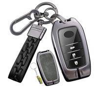 WUZUTU Funda para llave de coche compatible con Toyota CHR Corolla Cross Aygo X Yaris GR Sport 2025 para Mazda 2 Hybrid 2022 2023 2024 carcasa de metal cuero funda para llave B-gris