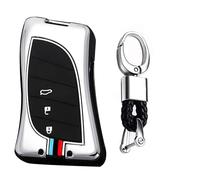 WUZUTU Funda para llave de coche con marco de metal compatible con Lexus ES is US LS LC NX RX LX RC GX UX TX Series ES200 ES300h ES250 ES350 ES260 2018-2025 Carcasa de silicona iluminada con 3 botones