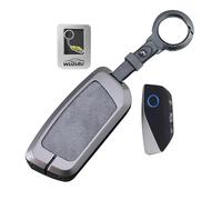 WUZUTU Funda para llave de coche de piel sintética, accesorios compatibles con BMW X1 iX1 iX XM X5 X6 X7 i4 i7 740i U11 G70 G05 G06 G07 2023 2024 2025 carcasa metálica carcasa de llave gris D