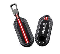 WUZUTU Funda para llave de coche que brilla en la oscuridad compatible con Fiat Ducato 500 500L Panda Grande Punto Palio Qubo Scudo Stilo Peugeot Boxer Lancia Musa, marco de metal de fibra de carbono