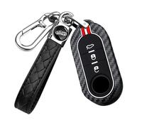 WUZUTU Funda para llave de coche que brilla en la oscuridad compatible con Fiat Ducato 500 500L Panda Grande Punto Palio Qubo Scudo Stilo Peugeot Boxer Lancia Musa, marco de metal de fibra de carbono