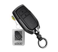 WUZUTU Funda para llave de metal y piel, compatible con Toyota Yaris Cross Hilux Corolla GR Supra Aygo X BZ4X 2025 para Subaru Solterra Llavero Accesorios A-Negro